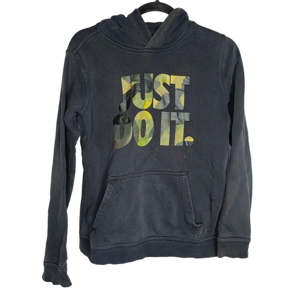 Nike Youth Boys Size XL Just Do It‎ Camo Logo Faded Black Hoodie Sweatshirt